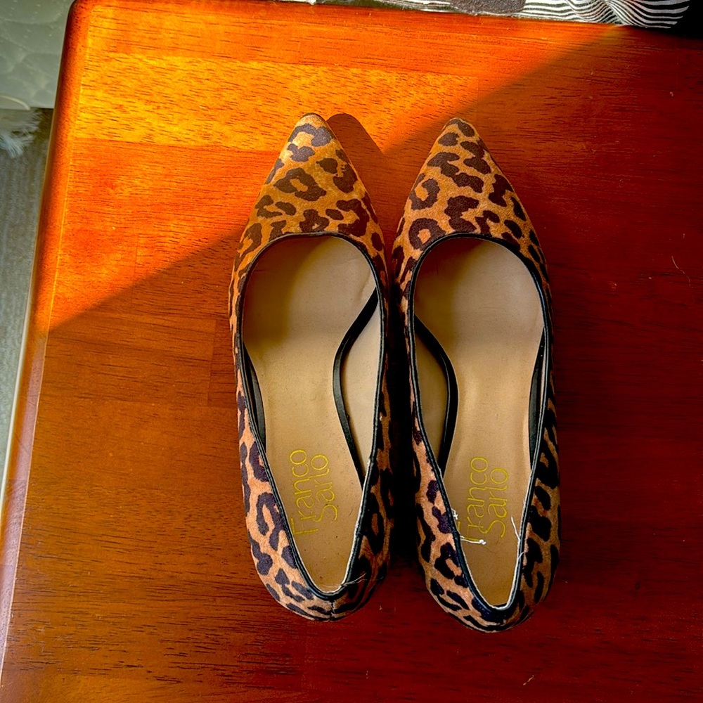 Franco Sarto leopard skin chunky heels, used in good condition size 7.5 shoes
